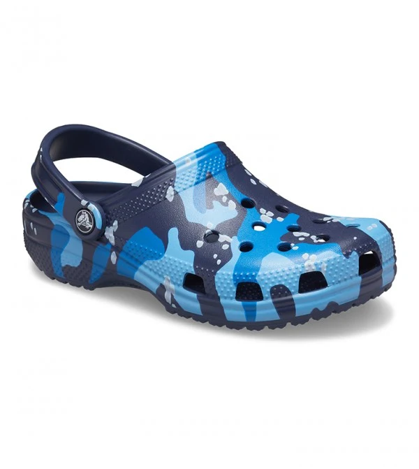 Crocs Klassischer, bedruckter Unisex-Camouflage-Clog – Marineblau/Mehrfarbig