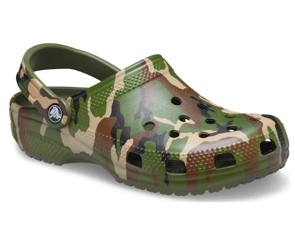 Crocs Klassisch bedruckter Unisex-Camouflage-Clog – Armeegrün/Mehrfarbig