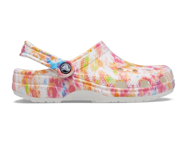 Crocs Unisex Classic Tie Dye Graphic Clog – Orange Zing / Multi