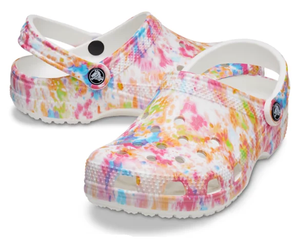 Crocs Unisex Classic Tie Dye Graphic Clog – Orange Zing / Multi