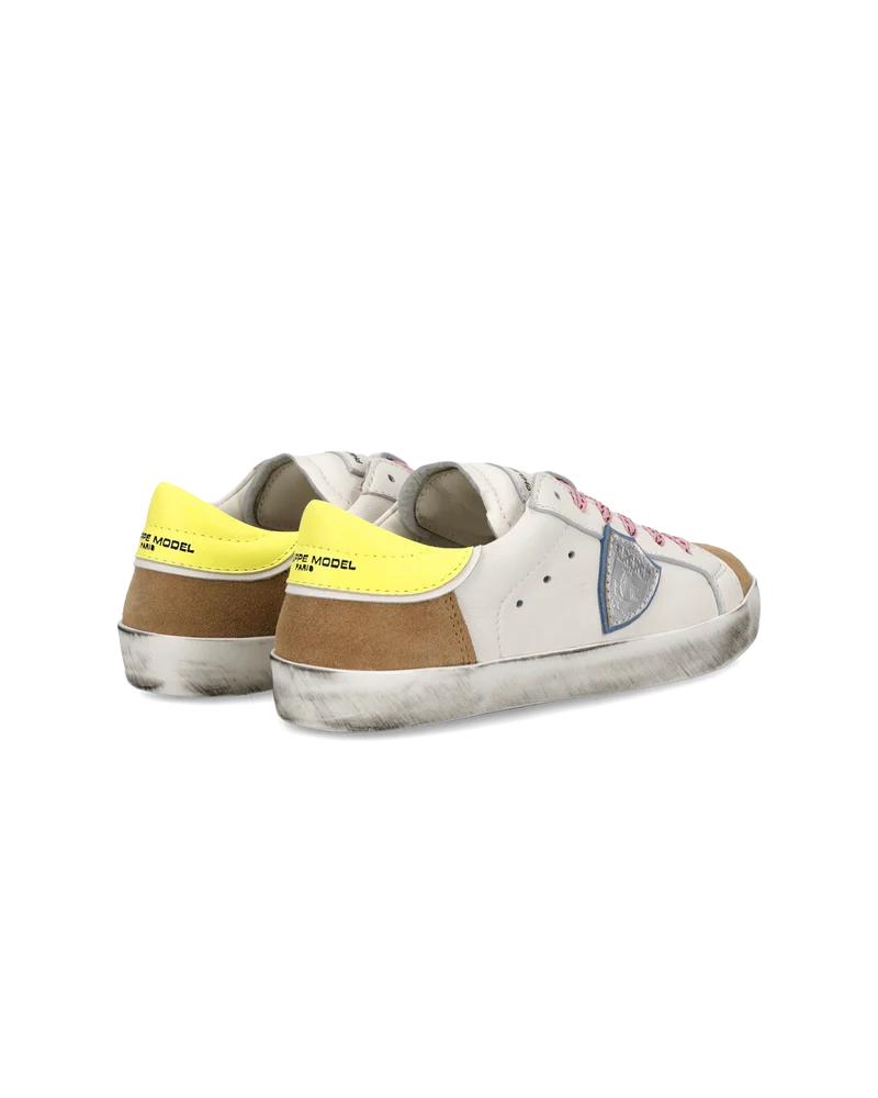 Sneaker Prsx Kids, White Cognac Neon Yellow