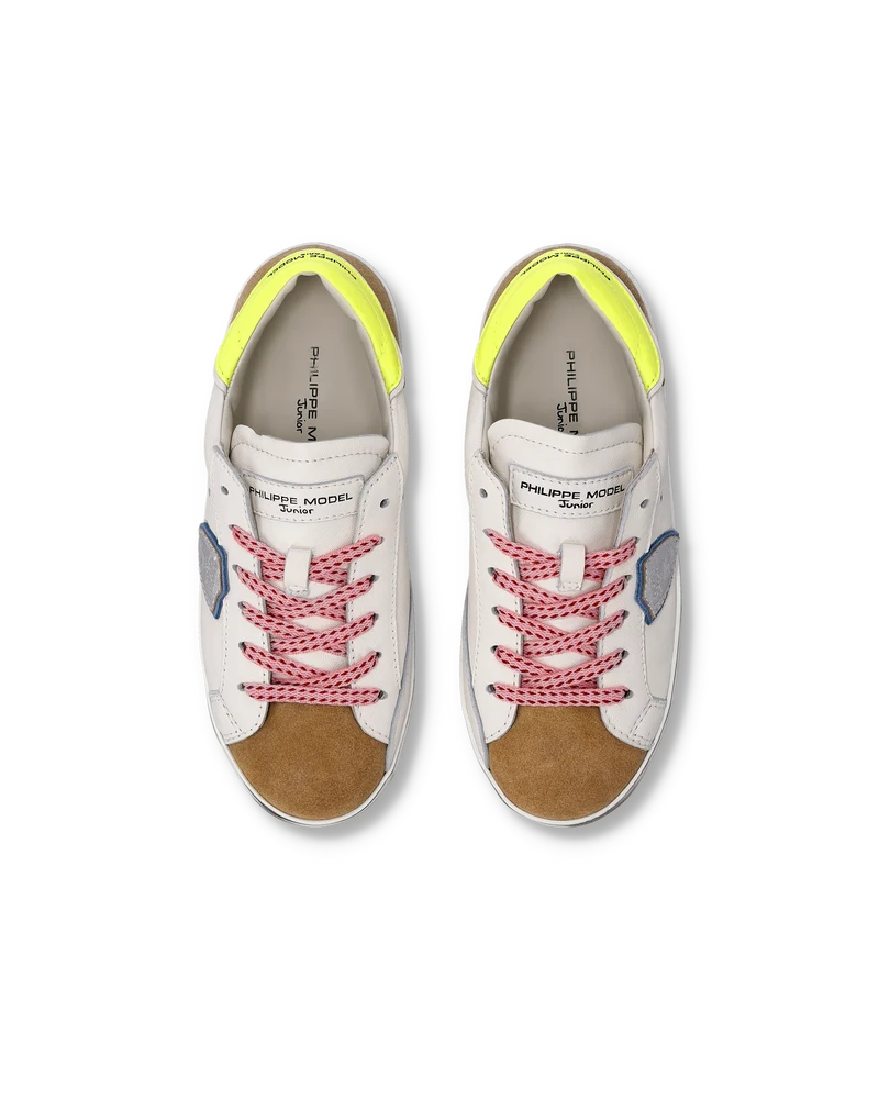 Sneaker Prsx Kids, White Cognac Neon Yellow