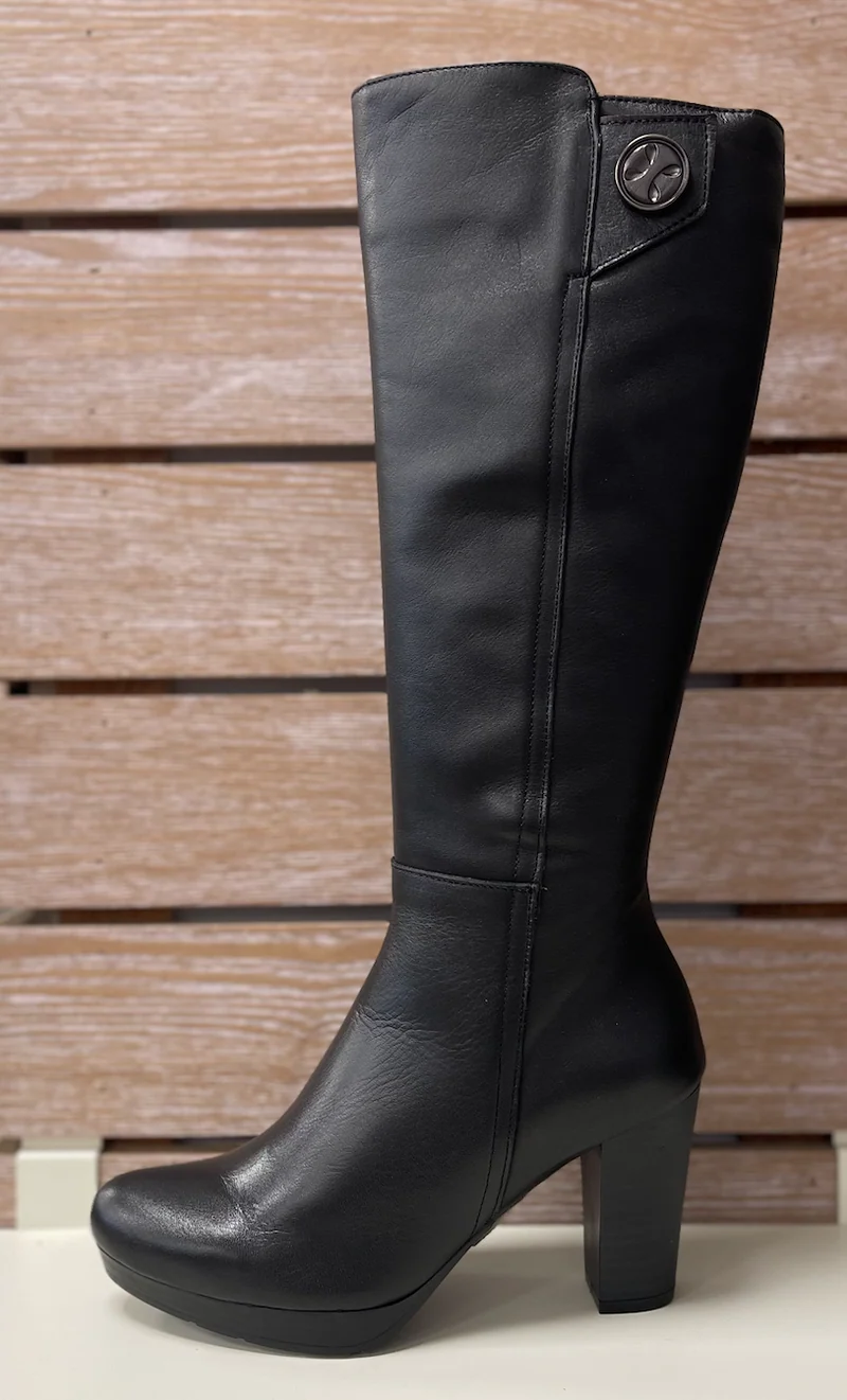 Patricia Miller Damen-Lederstiefel mit hohem Absatz - Schwarz