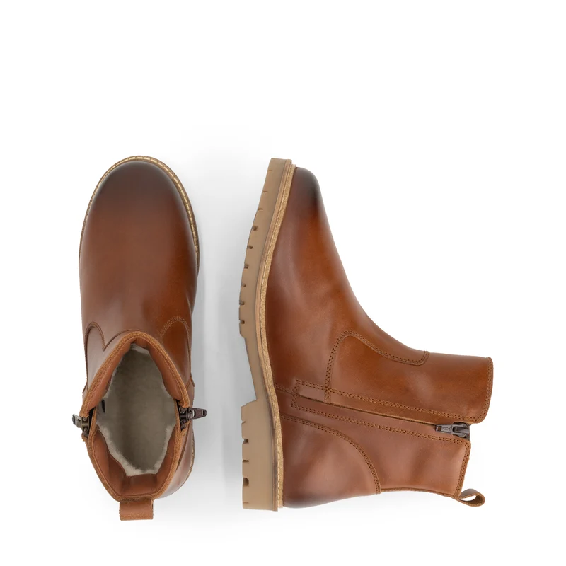 Bronderslev Damen – Stiefeletten – Mit Wolle gefüttert – Cognac