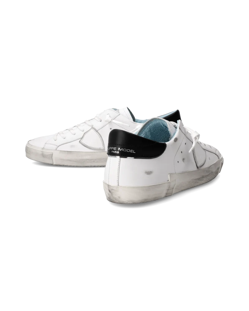 Men's Prsx Low-Top Sneakers in Leather, White Black