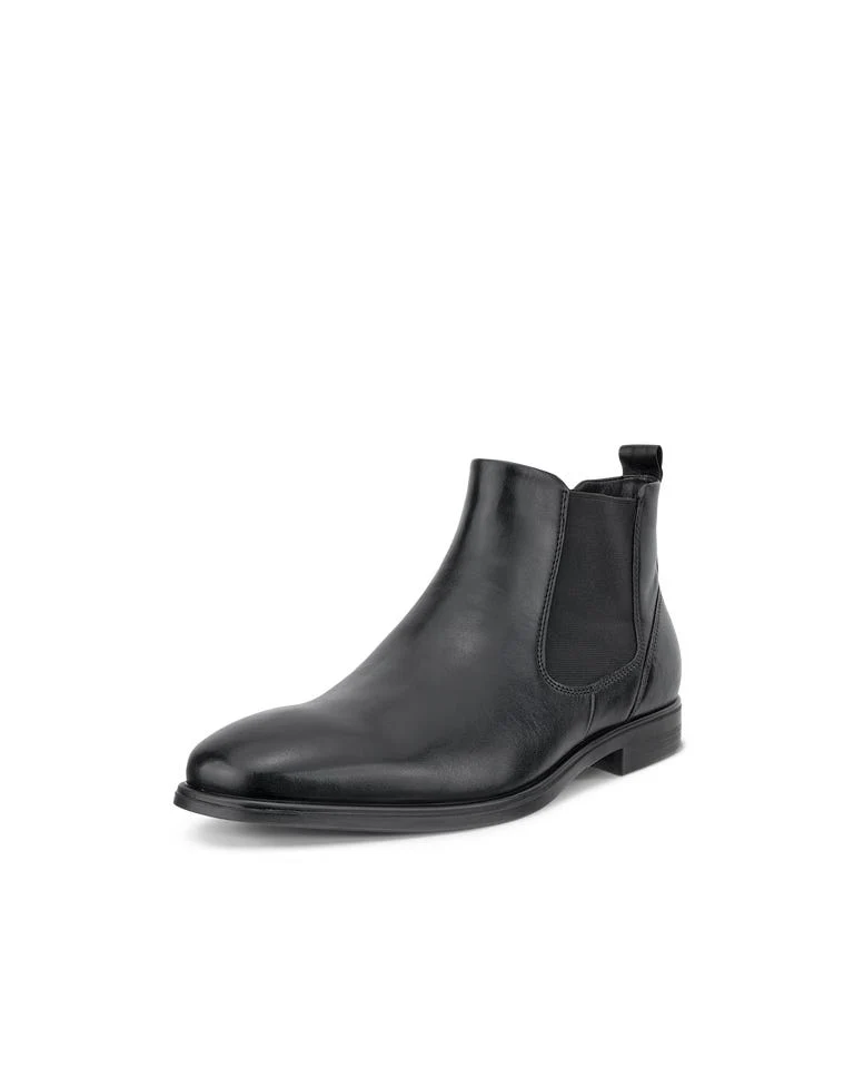 ECCO Herren Melbourne Leder Chelsea Stiefel | Schwarz