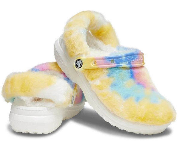 Crocs Unisex Classic Fur Sure Tie Dye Clog – Weiß / Multi