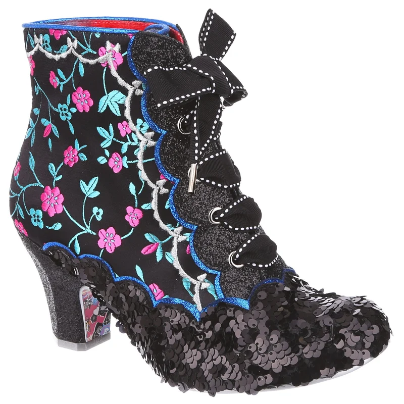 Irregular Choice Damen-Stiefelette „Chinese Whispers“ mit Absatz - Schwarz