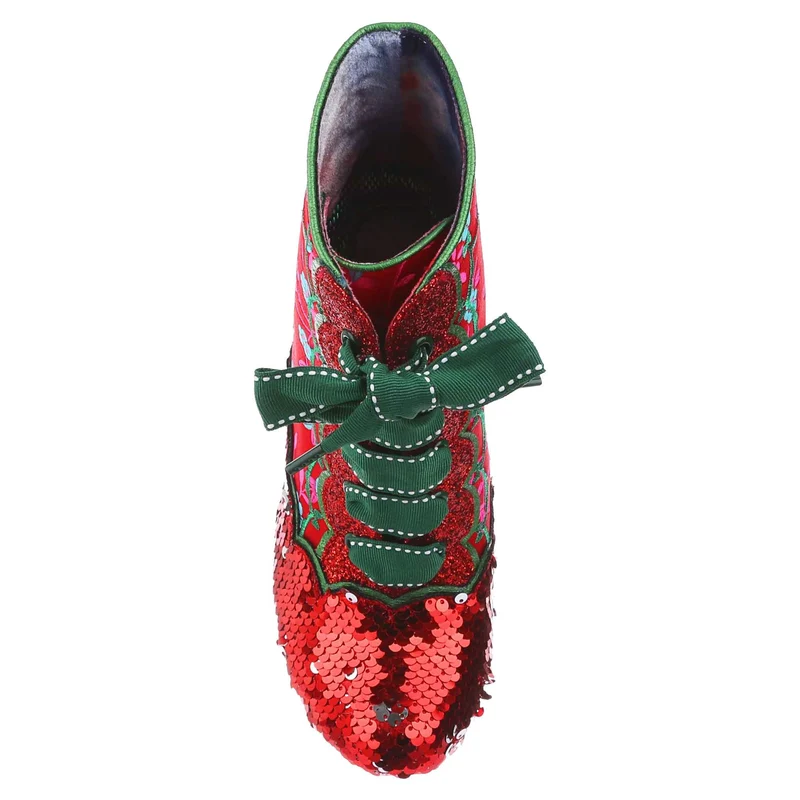 Irregular Choice Damen-Stiefelette „Chinese Whispers“ mit Absatz – Rot