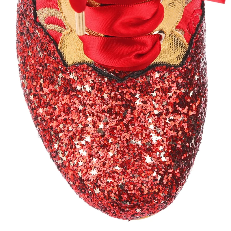Irregular Choice Damen-Stiefelette „Fancy a Cuppa“ mit Absatz – Rot