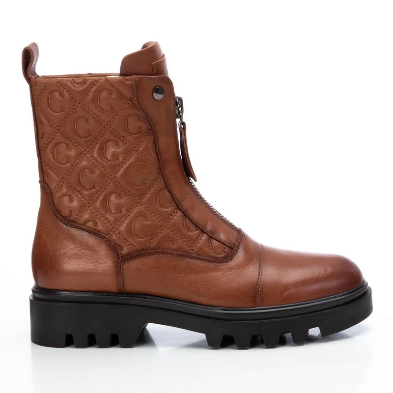 Carmela Damen-Monogramm-Modestiefel aus Leder – Kamel