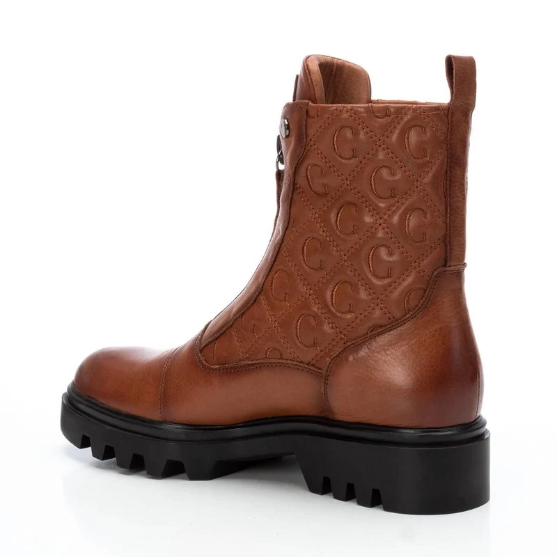 Carmela Damen-Monogramm-Modestiefel aus Leder – Kamel