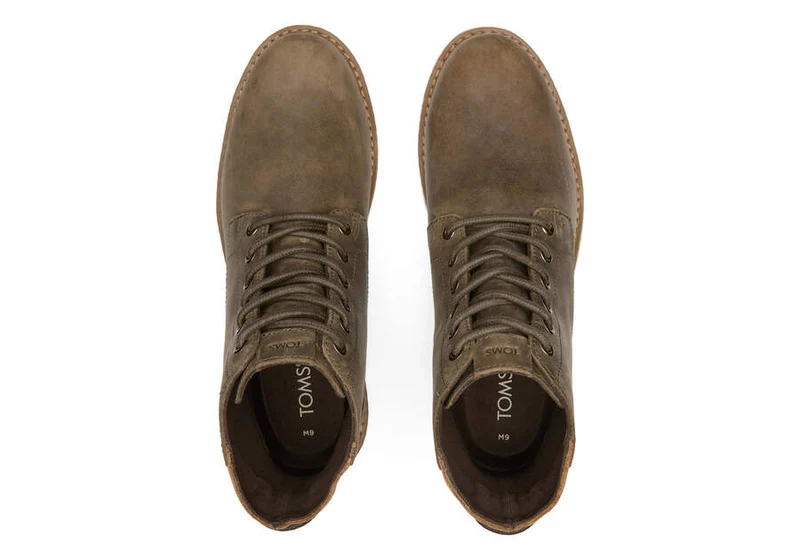 TOMS Wasserabweisender Herren-Lederstiefel Hillside – Olivgrün