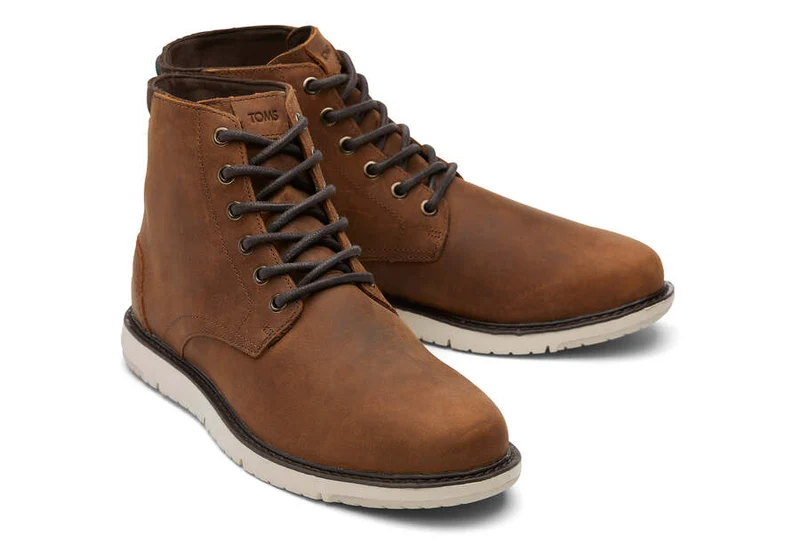 TOMS Wasserdichter Hillside-Lederstiefel für Herren – Topasbraun