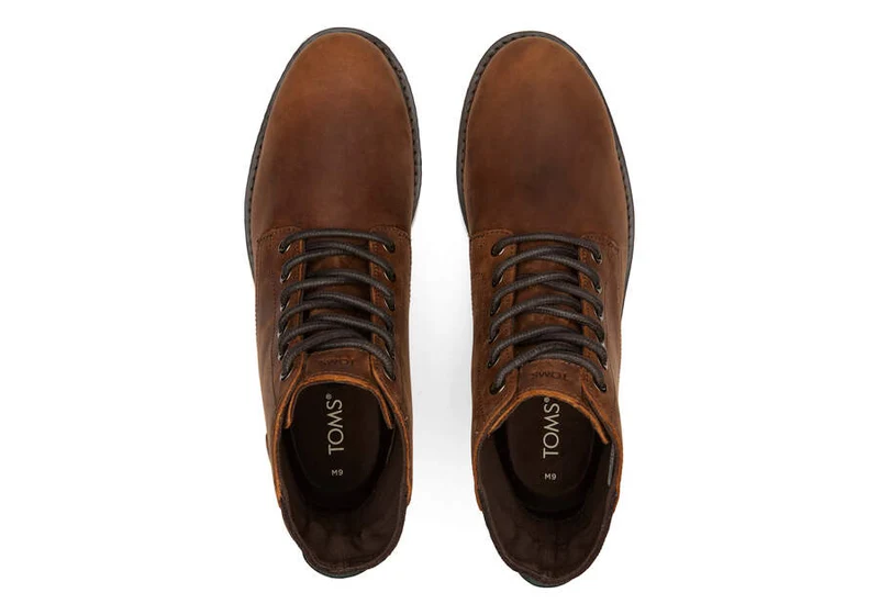 TOMS Wasserdichter Hillside-Lederstiefel für Herren – Topasbraun