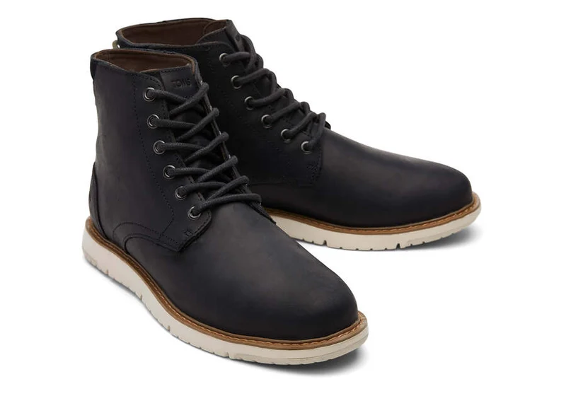 TOMS Wasserdichter Hillside-Lederstiefel für Herren – Schwarz