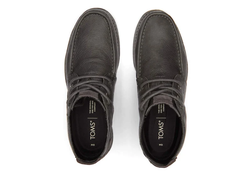 TOMS Wasserdichter Navi Moc Chukka-Lederstiefel für Herren – Rauchgrau