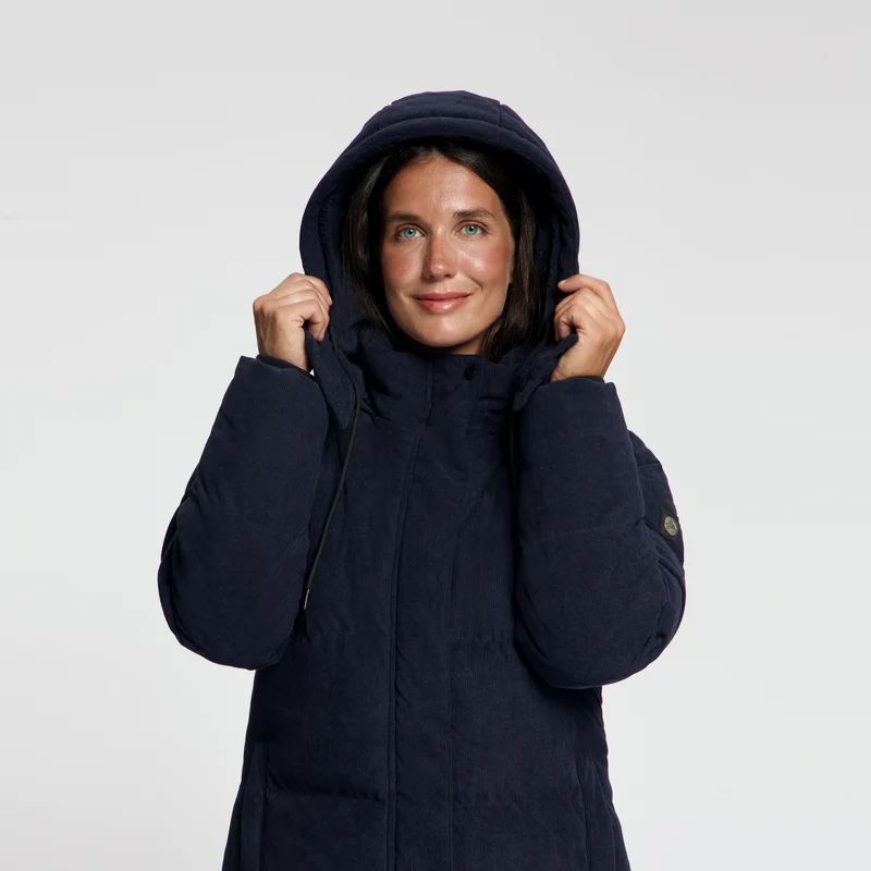 Unni Damen – Daunen-Winterjacke – Cord – Marineblau