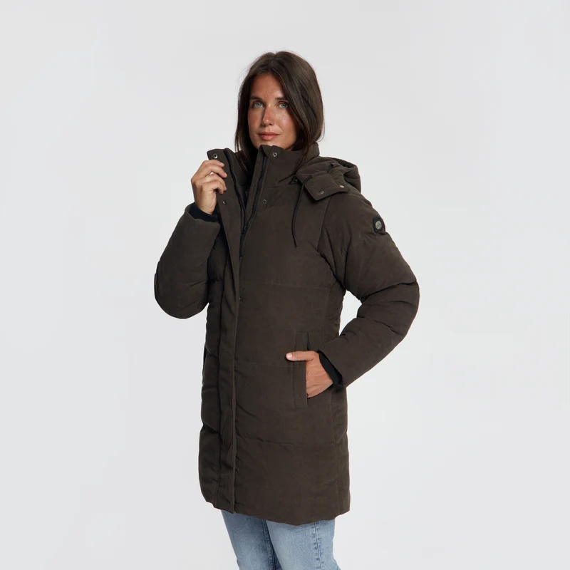 Ulvik Damen – Daunen-Winterjacke – Cord – Dunkelbraun