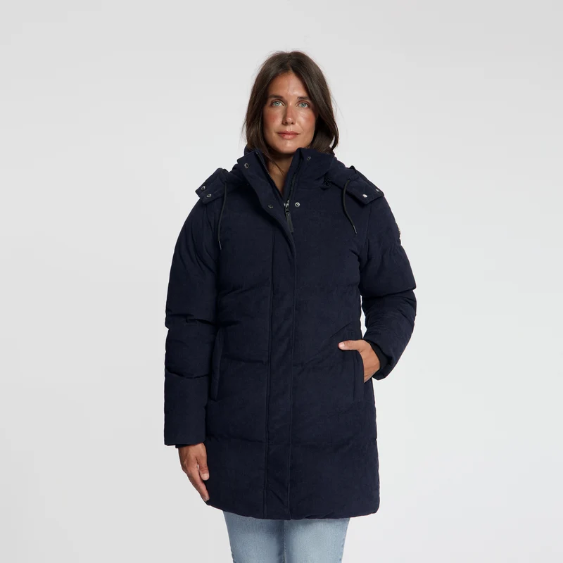 Ulvik Damen – Daunen-Winterjacke – Cord – Marineblau