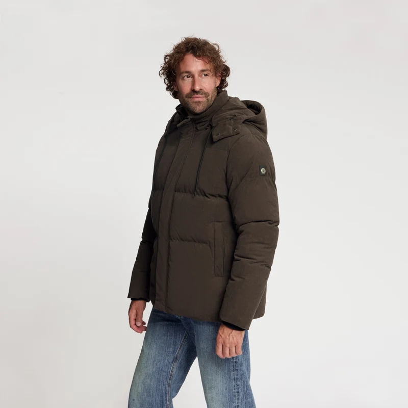 Ulf Herren – Daunen-Winterjacke – Cord – Dunkelbraun
