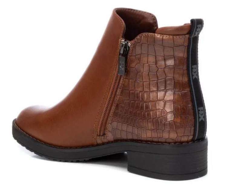 Xti Damen-Krokodilschuppen-Stiefelette – Hellbraun