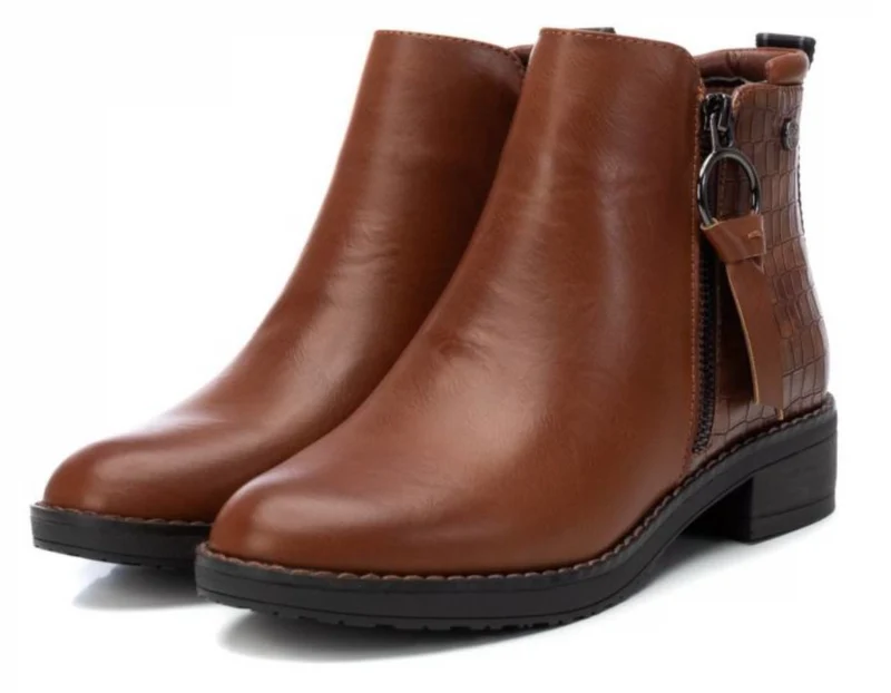Xti Damen-Krokodilschuppen-Stiefelette – Hellbraun