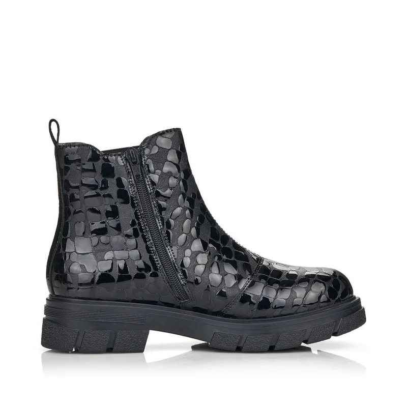 Rieker Damen-Stiefelette aus Lackleder – Schwarz