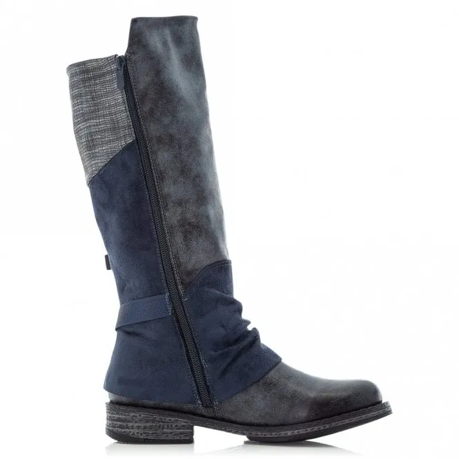 Rieker Knielanger Damenstiefel - Blau / Grau