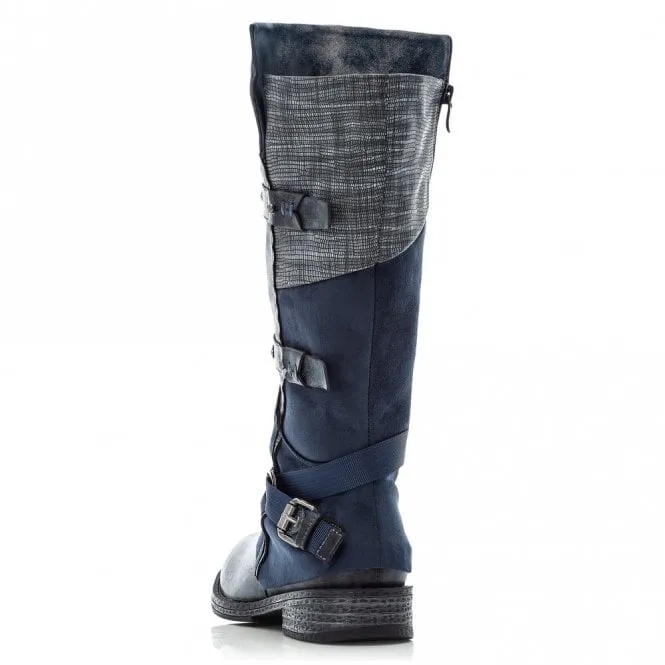 Rieker Knielanger Damenstiefel - Blau / Grau