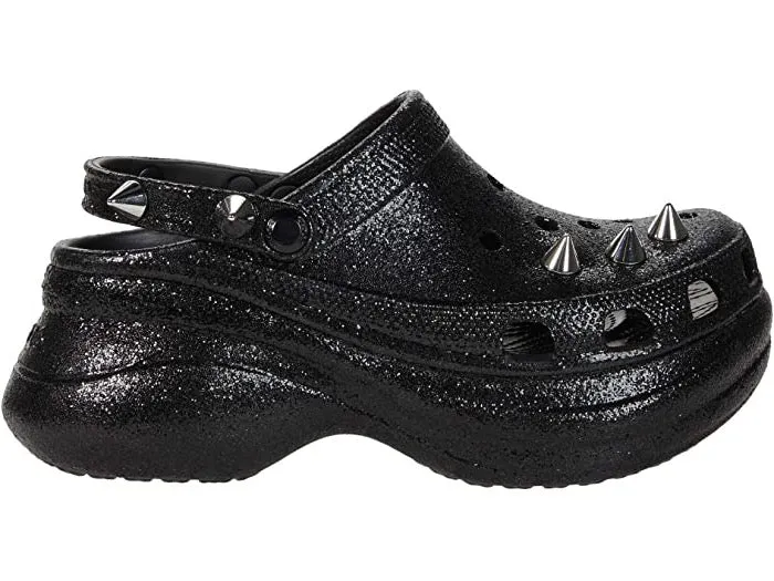 Crocs Unisex Classic Bae Nieten-Glitzer-Clog – Schwarz