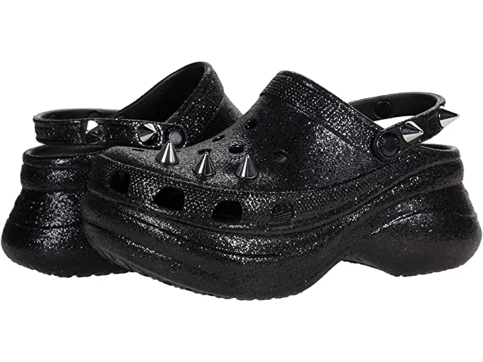 Crocs Unisex Classic Bae Nieten-Glitzer-Clog – Schwarz