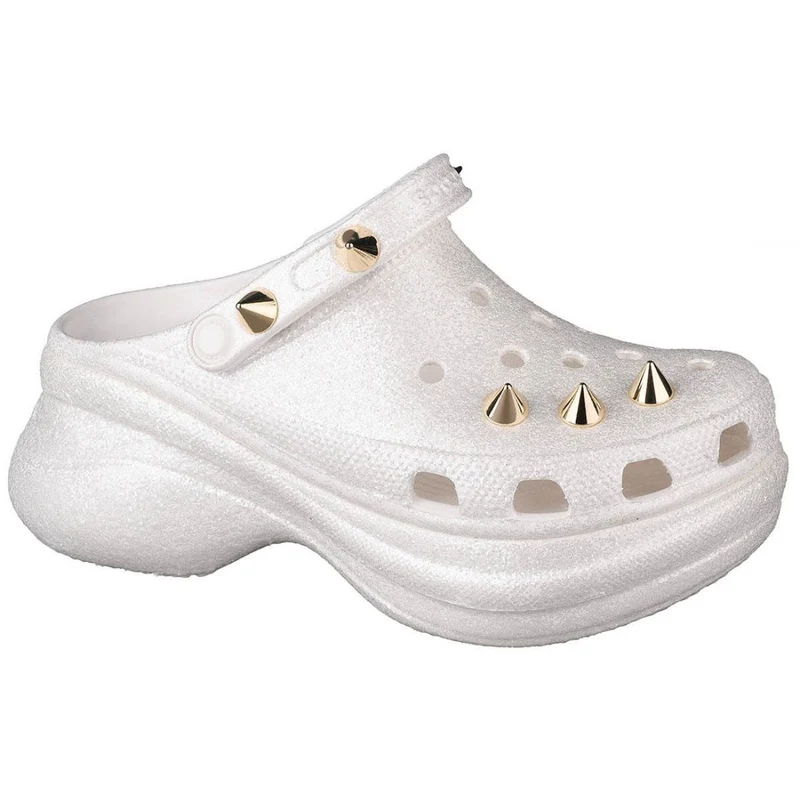 Crocs Unisex Classic Bae Nieten-Glitzer-Clog – Weiß