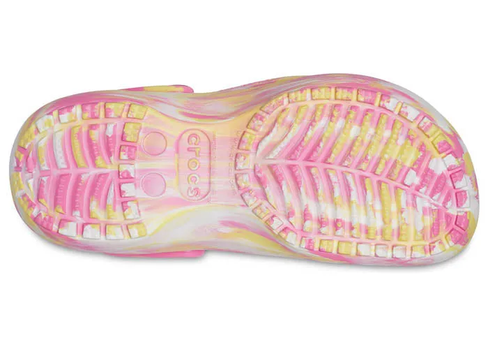 Crocs Klassischer marmorierter Damen-Clog mit Plateausohle – Pink Lemonade