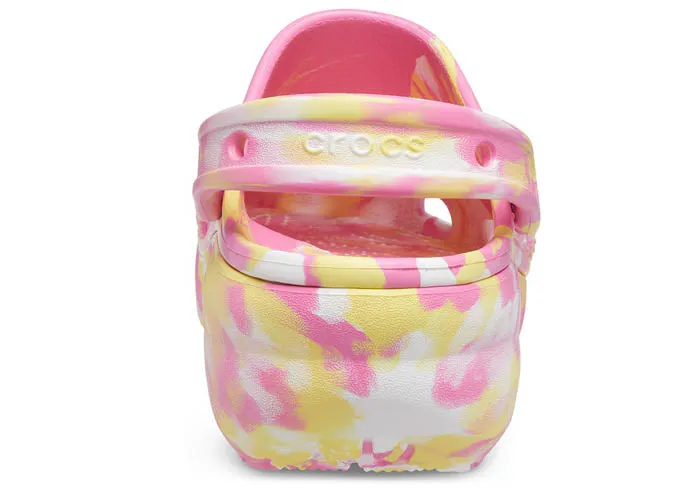 Crocs Klassischer marmorierter Damen-Clog mit Plateausohle – Pink Lemonade