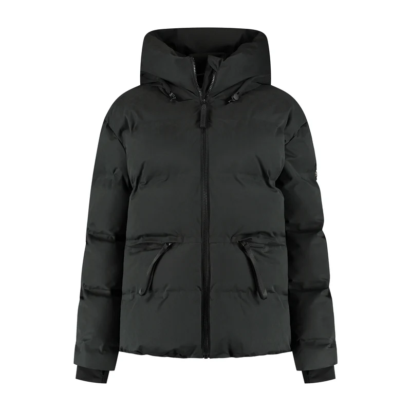 Oliv Damen – Puffer-Winterjacke – Wasserdicht – Schwarz