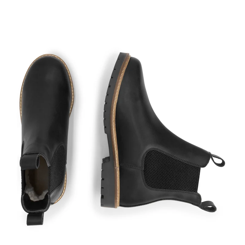 Tversted Damen – Chelsea-Stiefel – mit Wollfutter – Schwarz