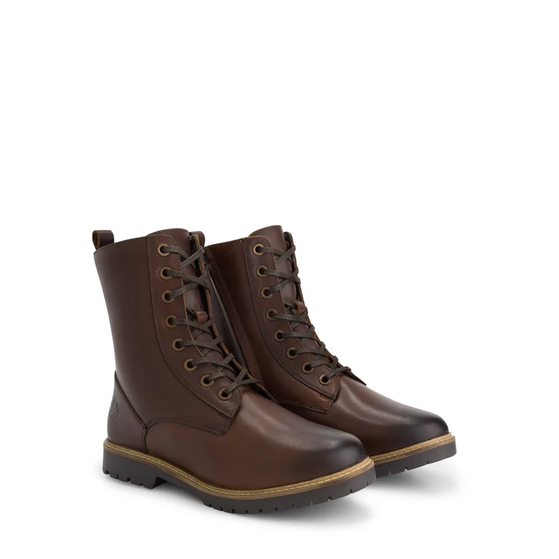 Trysil Damen – Schnürstiefel mit Reißverschluss – mit Wollfutter