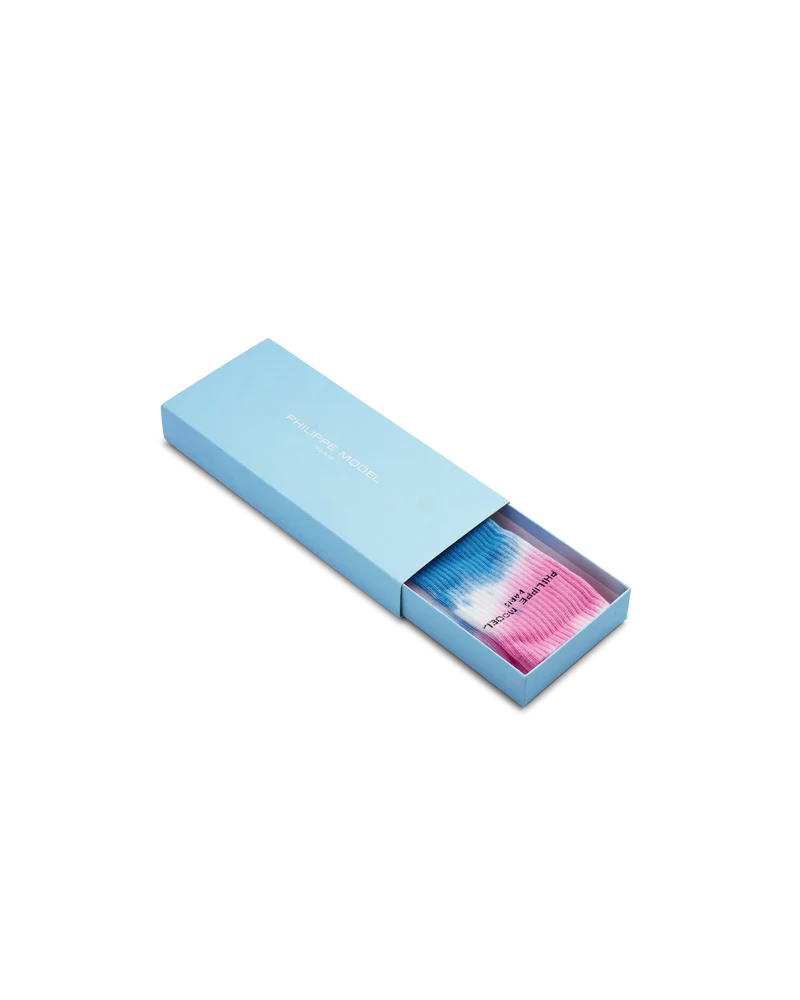 Socks in Cotton Tye Dye, Light Blue