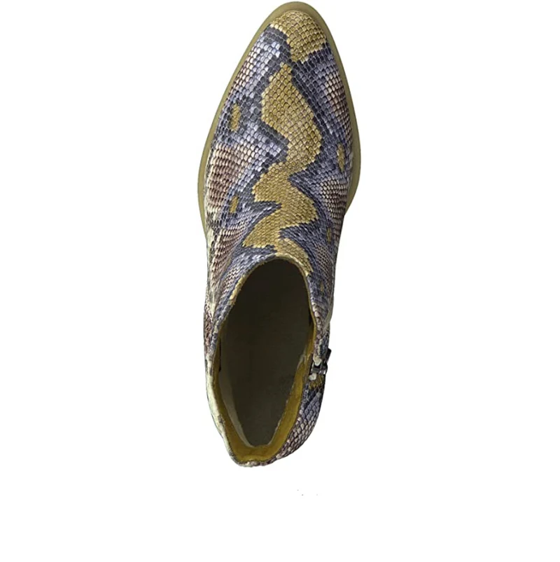 Marco Tozzi Modische Damen-Stiefelette mit Schlangenmuster - Safran