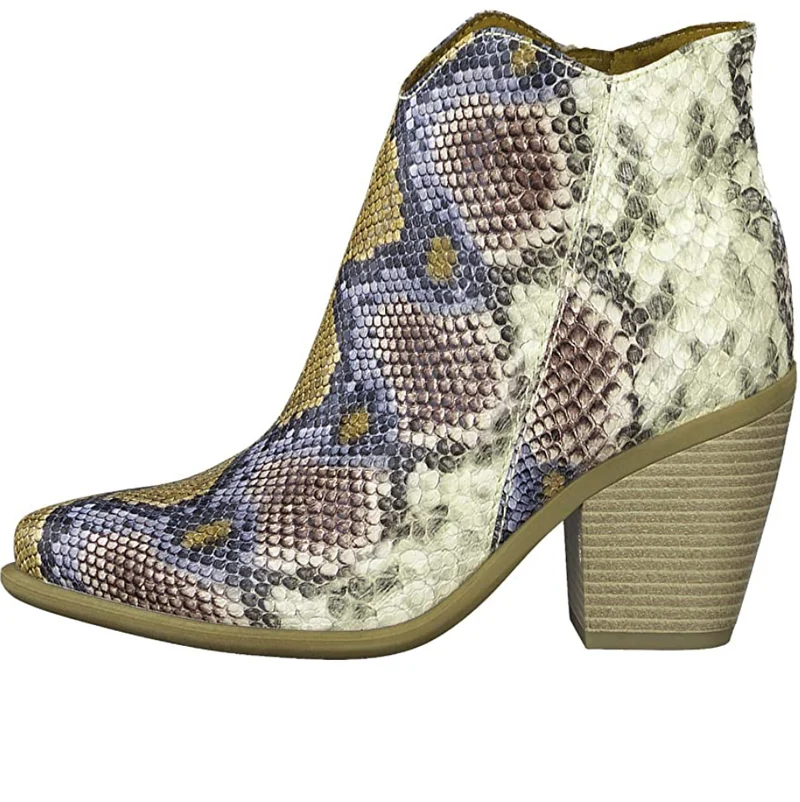 Marco Tozzi Modische Damen-Stiefelette mit Schlangenmuster - Safran