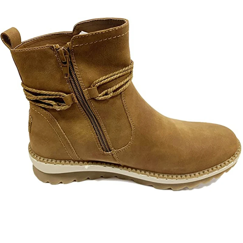 Refresh Damen-Schneestiefel mit seitlichem Reißverschluss – Kamel