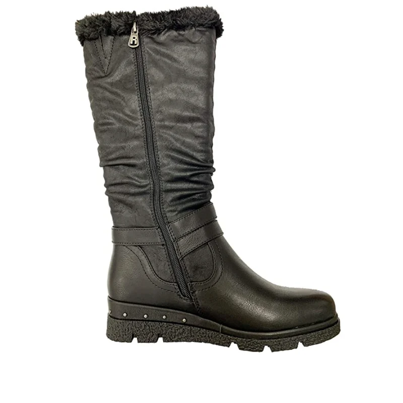 Refresh Gefütterter kniehoher Damenstiefel - Schwarz