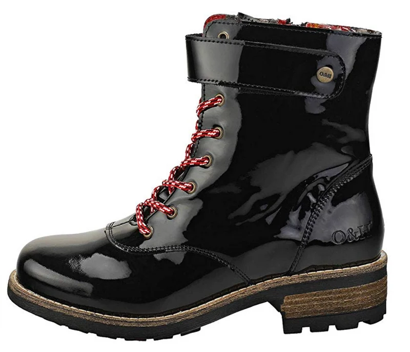 Oak & Hyde Damen-Stiefeletten „Bridge Jungle“ aus Lackleder – Schwarz