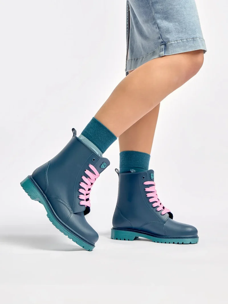 Smaragdblaue Regenstiefel für Frauen