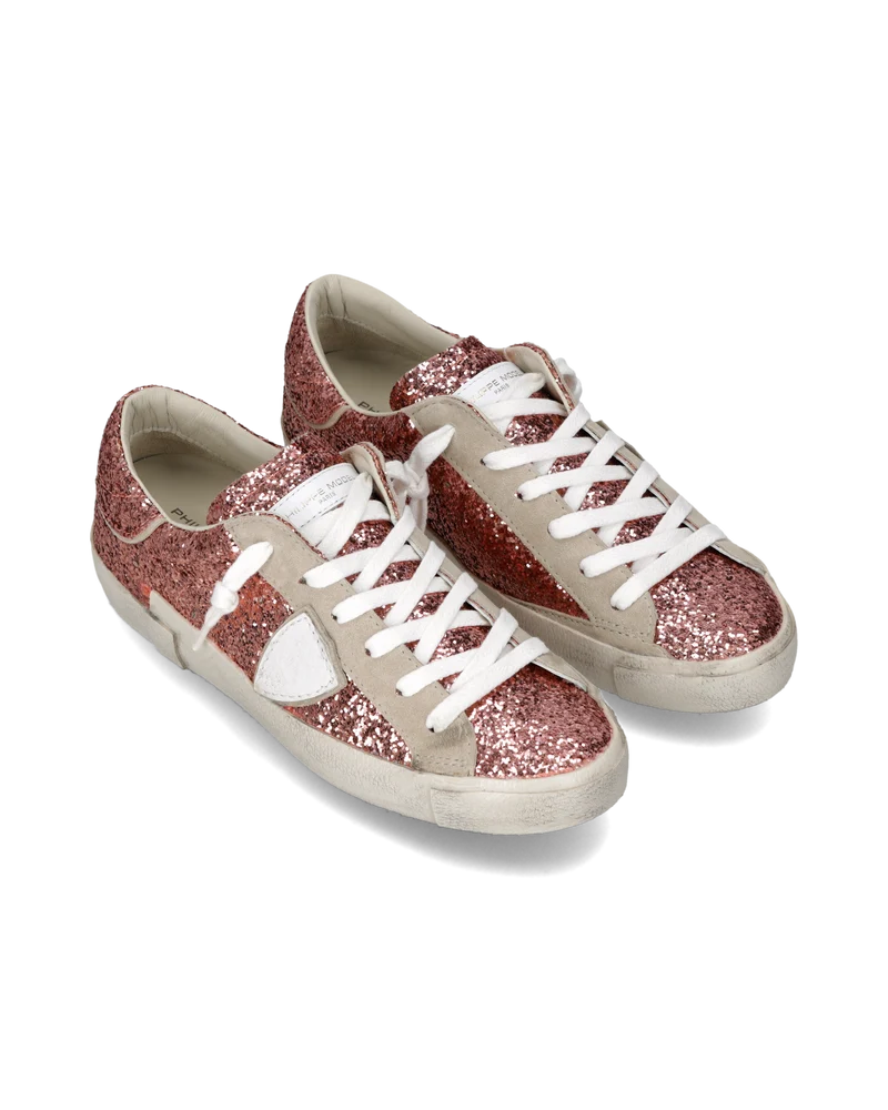 Sneakers Prsx Women with glitter upper, Pink