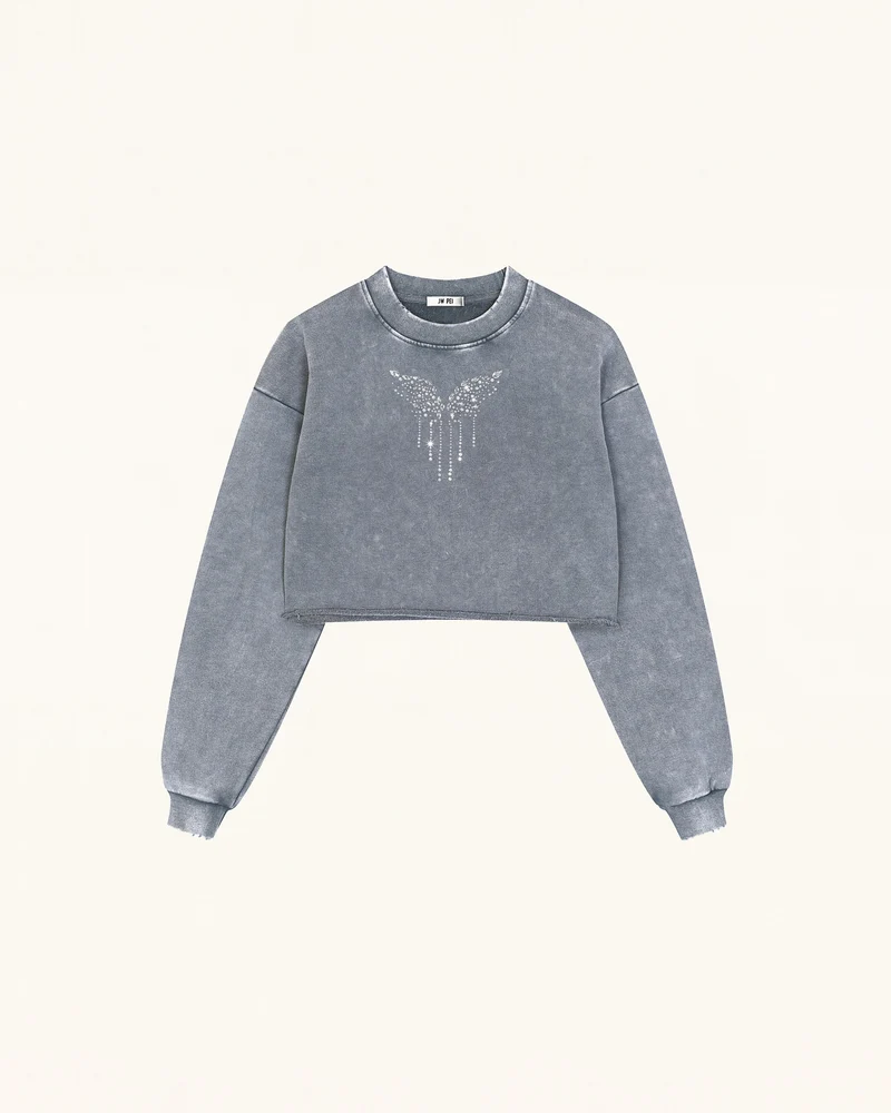 Angelic Dripping Crystal Wings Sweatshirt – Ash Cloud