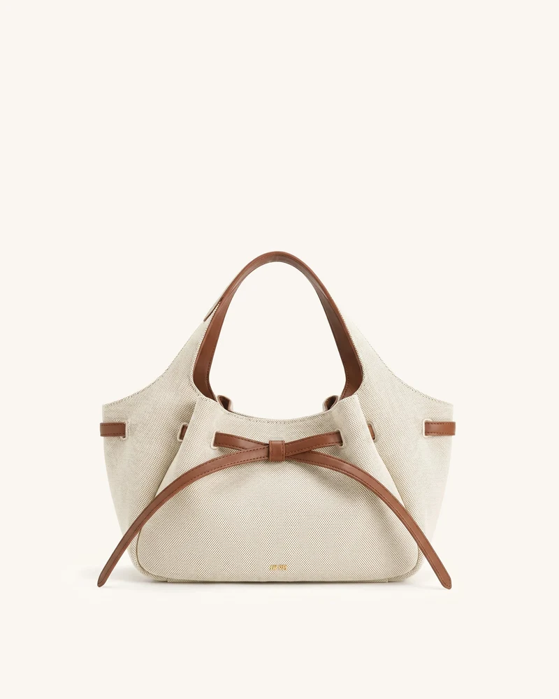 Mabel Weiche Bow Tote-Tasche – Brauner Canvas