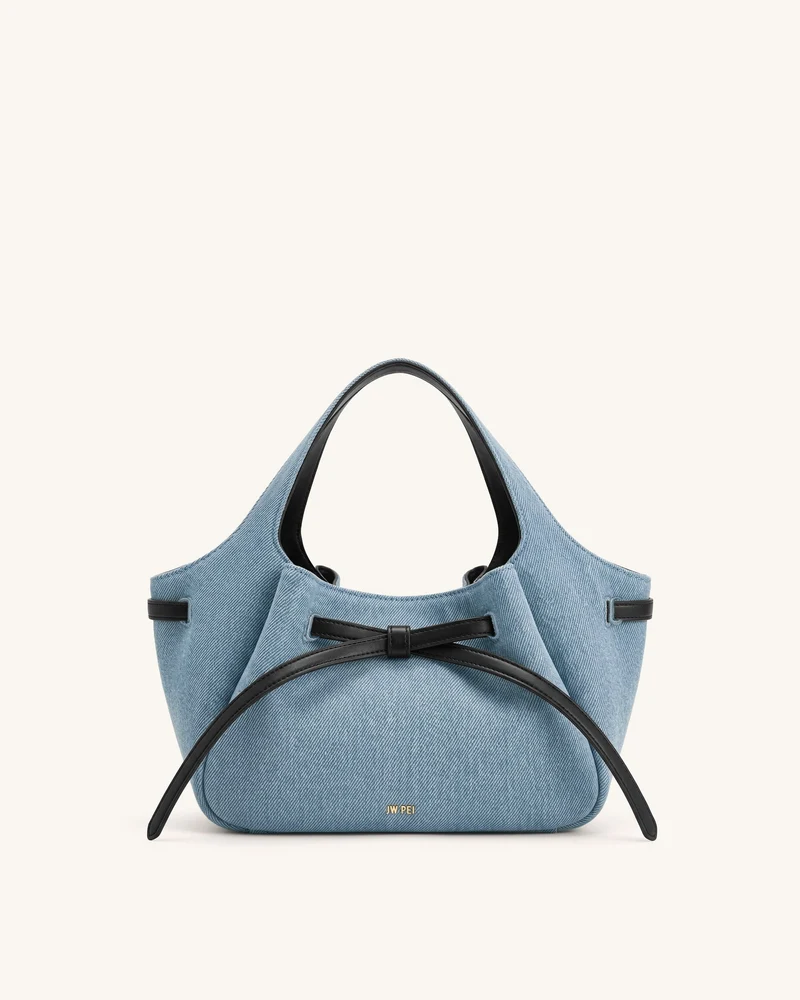 Mabel Weiche Bow Tote-Tasche – Hellblauer Denim