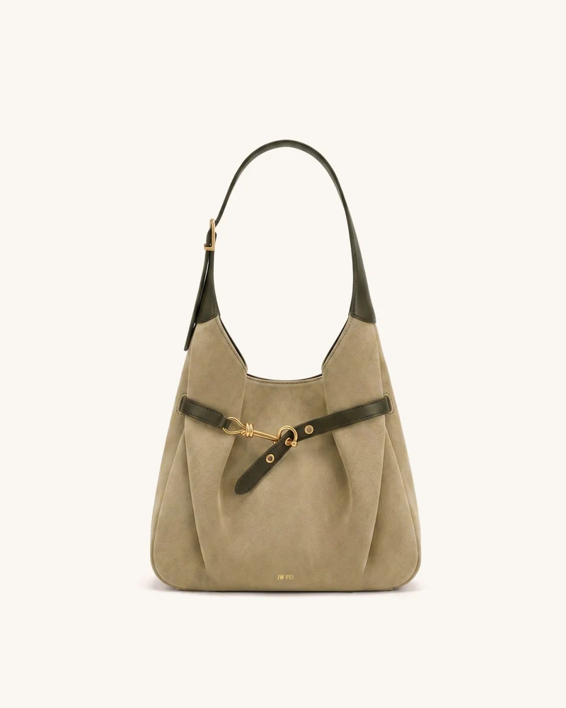 Alina Hobo-Tasche aus Wildlederimitat - Bräunliches Grün